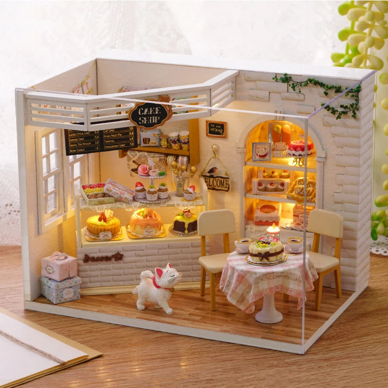 ELMAS Creative Kitten Mini Wooden Dollhouse Building Kit - Al Masam Stationery LLC