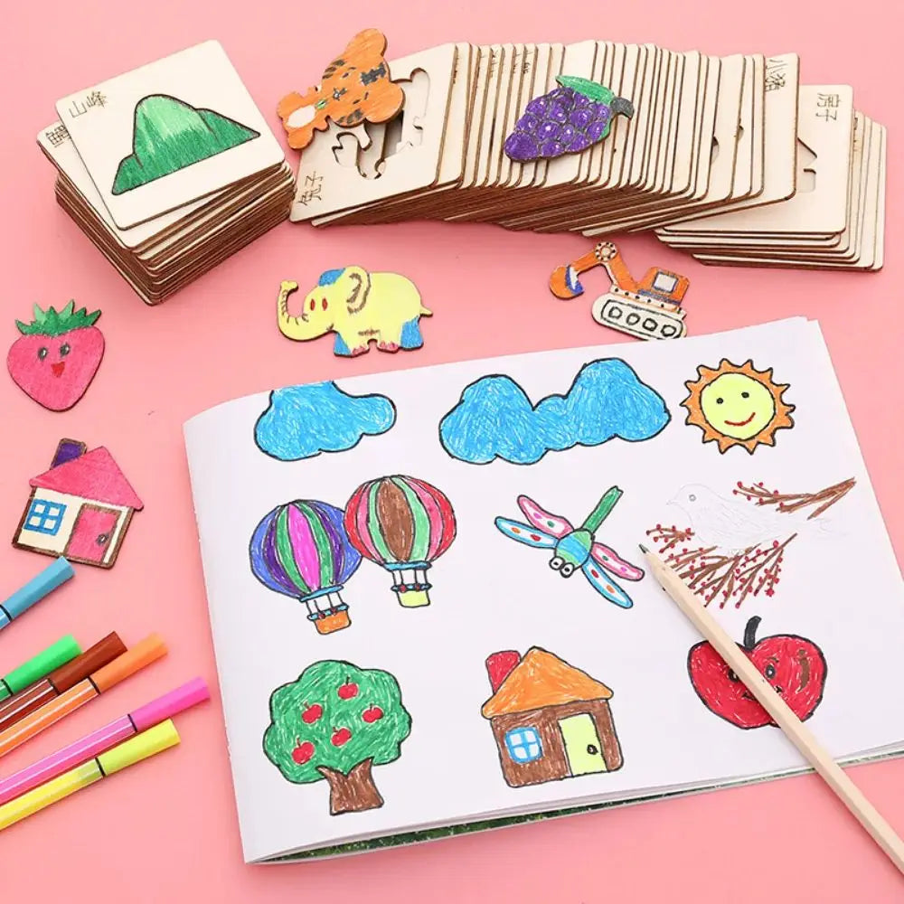 ELMAS Creative 20pc Wooden Stencils for Kids' Art - Al Masam Stationery LLC