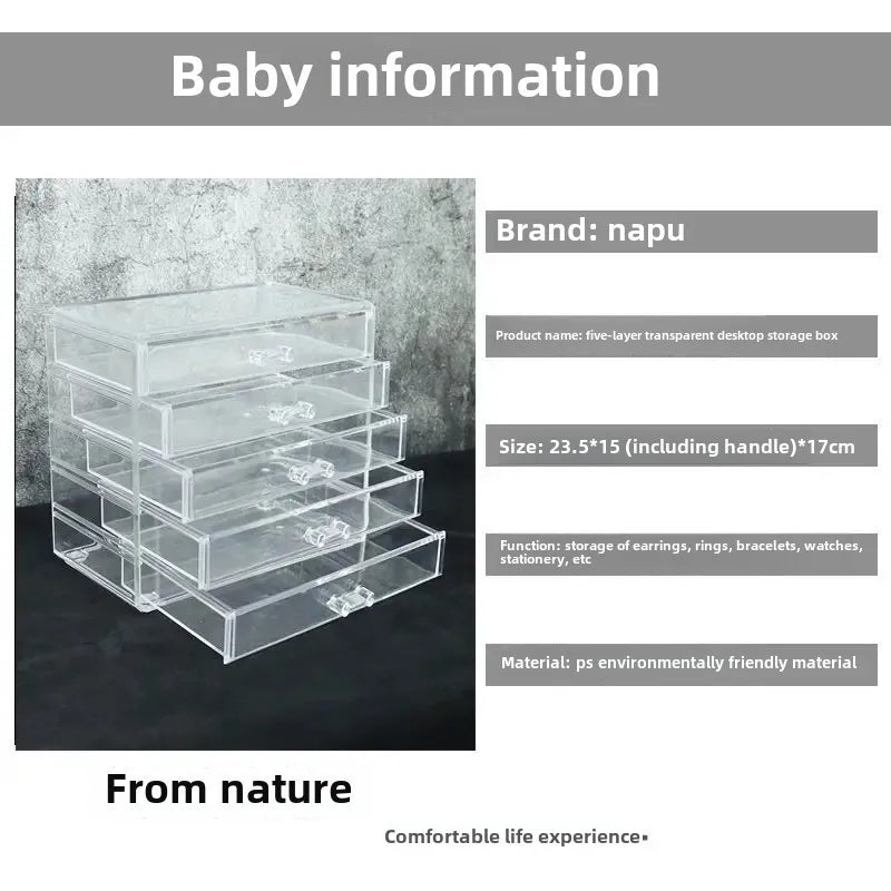 ELMAS Large Capacity Acrylic Cosmetic Storage Box Organizer - Al Masam Stationery LLC