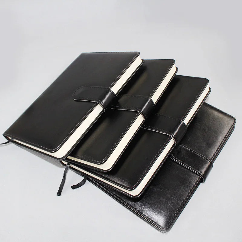 ELMAS 25K Buckle Black Leather Notebook A5 Business - Al Masam Stationery LLC