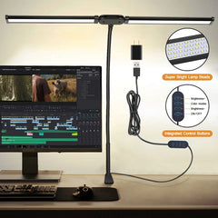 ELMAS Dimmable LED Desk Lamp with Dual/Single Head Design