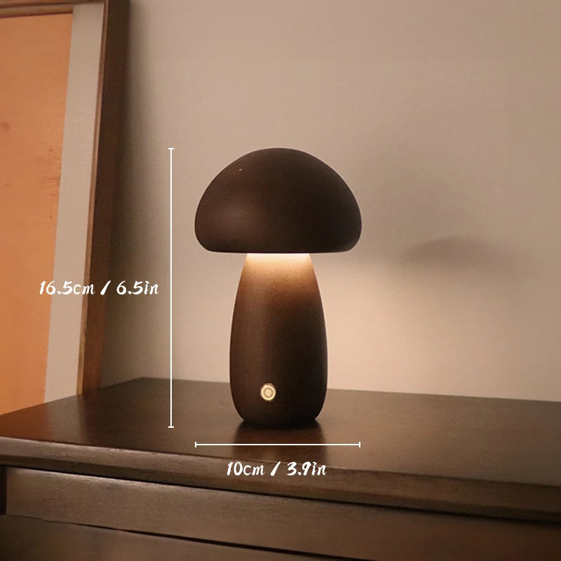 ELMAS Touch Control Wooden Mushroom Bedside Lamp - Al Masam Stationery LLC