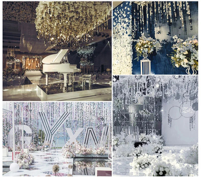 ELMAS Gold Sequins Party Glitter Curtain Backdrop 50/100 Pcs - Al Masam Stationery LLC