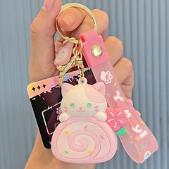 ELMAS Kawaii Cat Egg Roll Key Chain - Cute & Trendy!