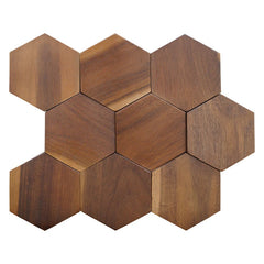 ELMAS Elegant Hexagonal Black Walnut Wall Panel