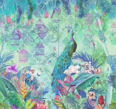 ELMAS Custom Peacock Flowers Birds Wallpaper Mural - Al Masam Stationery LLC