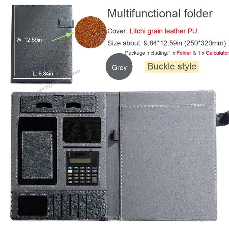 ELMAS Business Leather A4 Portfolio Organizer Folder - Al Masam Stationery LLC