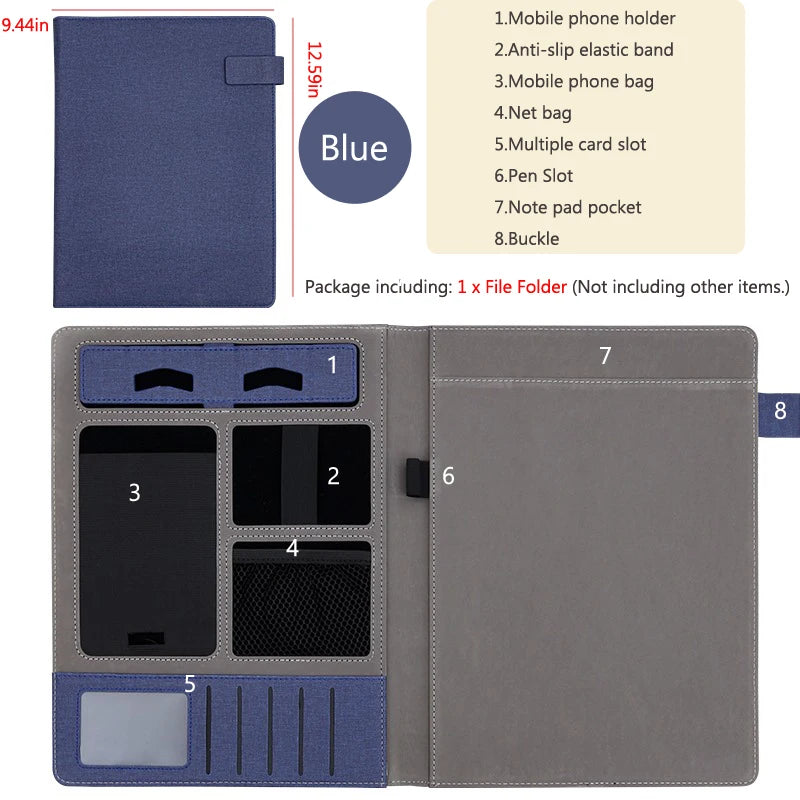 ELMAS Executive A4 Leather Padfolio Organizer Clipboard - Al Masam Stationery LLC