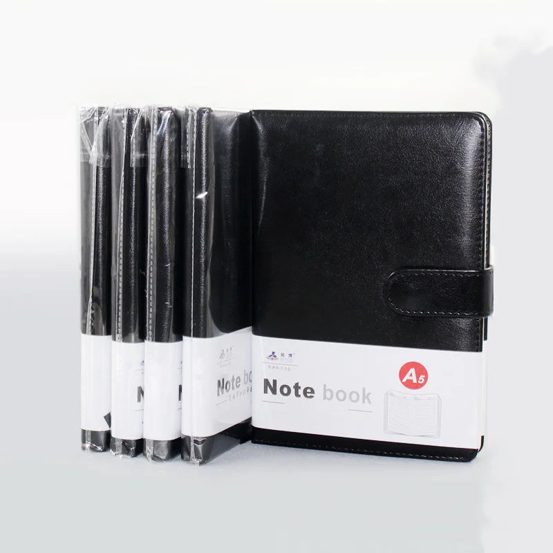 ELMAS 25K Buckle Black Leather Notebook A5 Business - Al Masam Stationery LLC