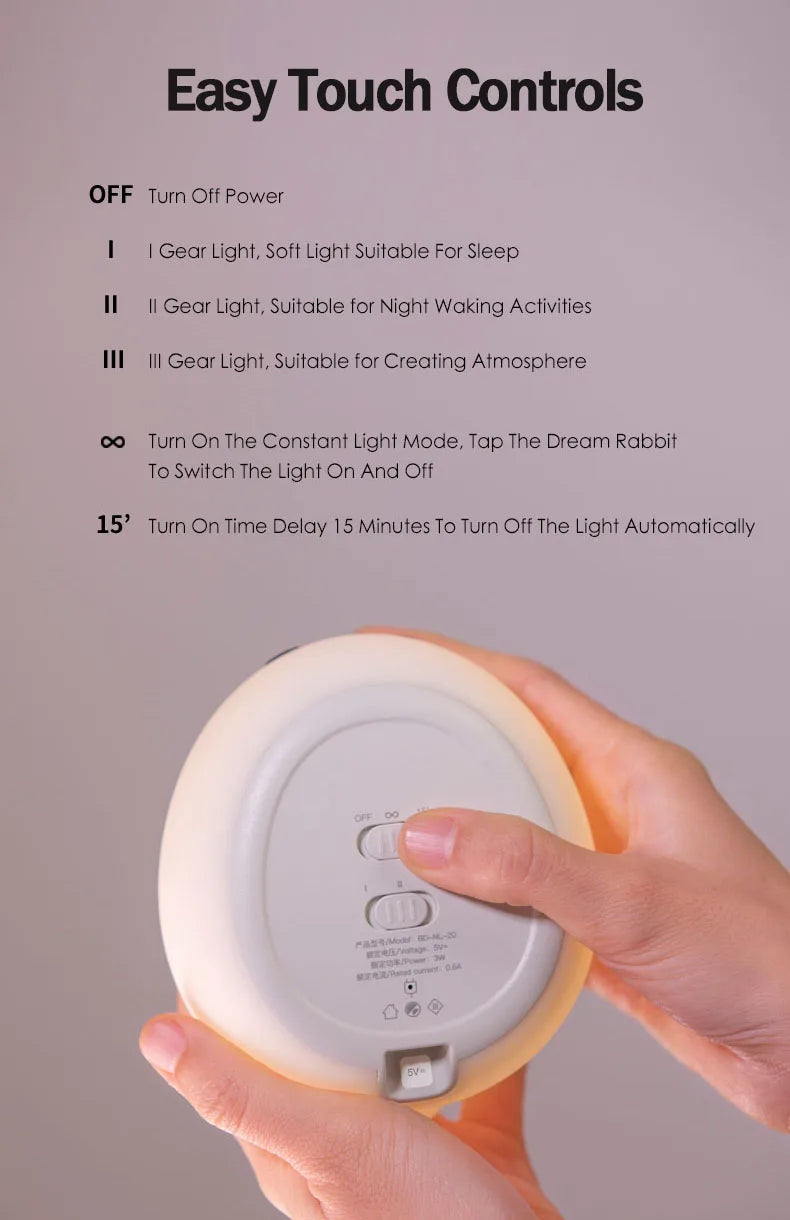 ELMAS Adorable Bunny Night Light for Kids' Rooms - Al Masam Stationery LLC