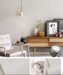 ELMAS Japanese Linen Solid Gray Wallpaper for Living Room - Al Masam Stationery LLC