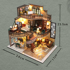 ELMAS Enchanting 3D Wooden Dollhouse Kit with Lights