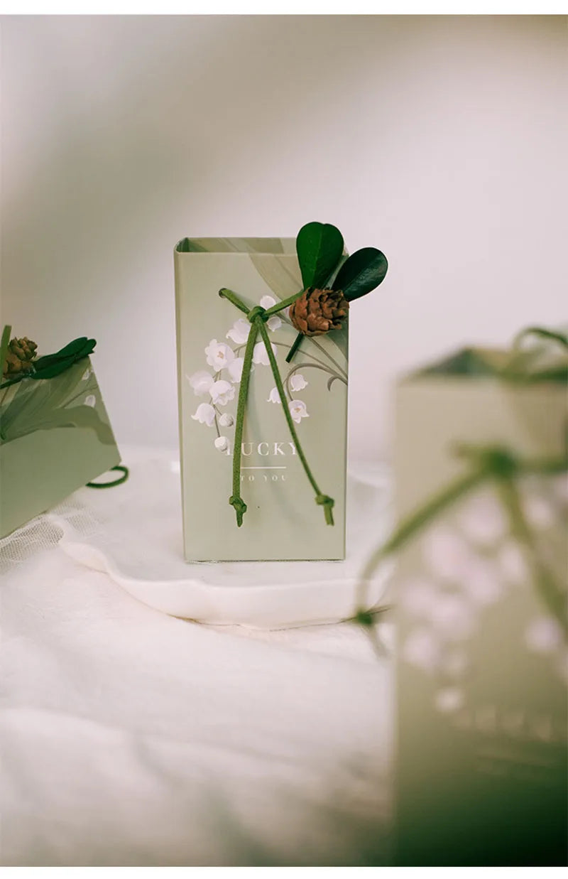 ELMAS Elegant Square Gift Bags With Artificial Flower - Al Masam Stationery LLC