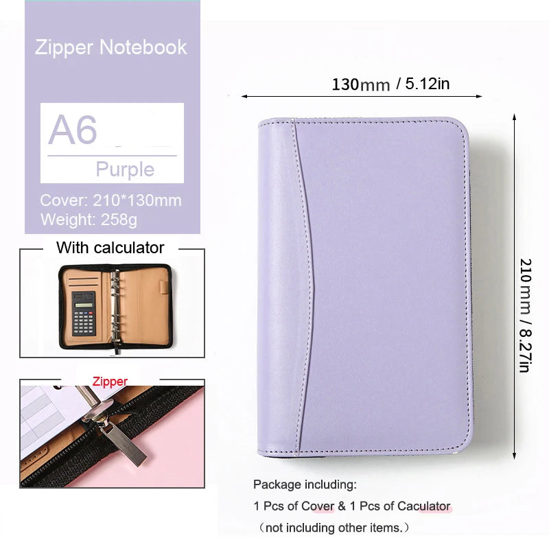 ELMAS Stylish A6 Leather Binder Planner with Calculator - Al Masam Stationery LLC