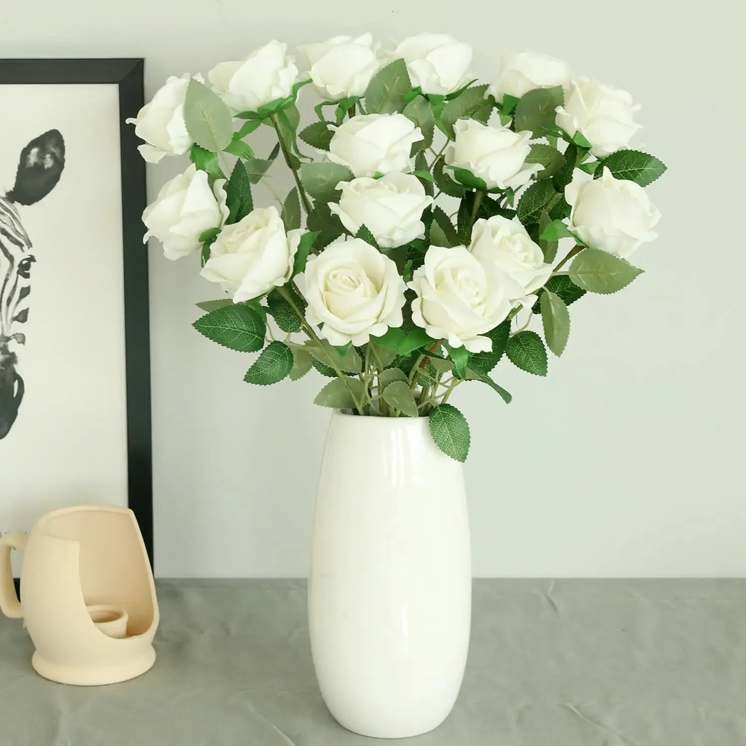 ELMAS 50 Pcs Velvet Rose Artificial Flowers for Decor - Al Masam Stationery LLC