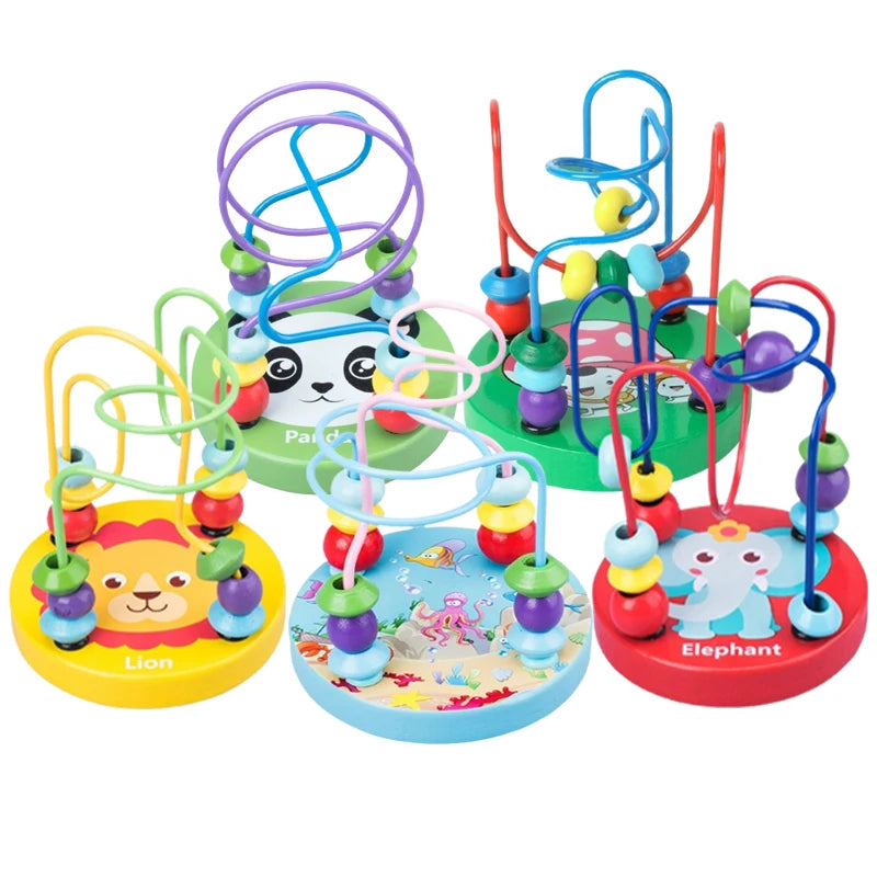 ELMAS Montessori Baby Toys Wooden Roller Coaster Bead Maze - Al Masam Stationery LLC