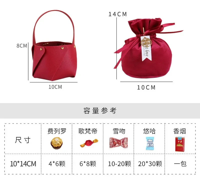 ELMAS Stylish Leather Gift Bag With Velvet Candy Box - Al Masam Stationery LLC