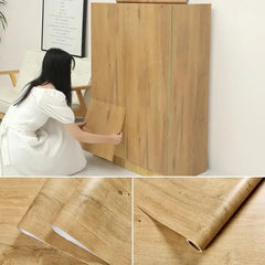 ELMAS Retro Faux Wood Waterproof Vinyl Wallpaper Roll - Al Masam Stationery LLC