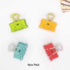 ELMAS Cute Face Acrylic Clips - 4pcs Colorful Set