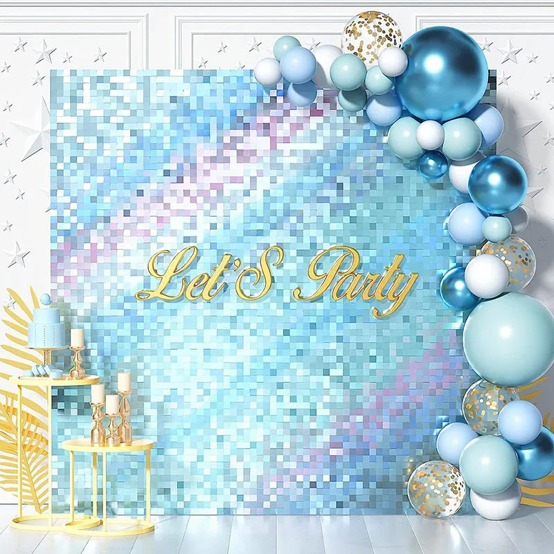ELMAS 24 Pcs Shimmer Sequin Backdrop Blue Black Decor - Al Masam Stationery LLC