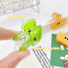 ELMAS Cute Face Acrylic Clips - 4pcs Colorful Set