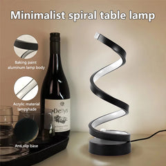 ELMAS Dimmable LED Spiral Table Lamp for Modern Bedrooms