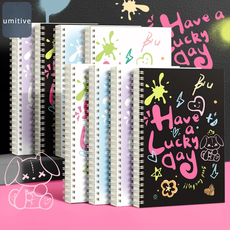 ELMAS A5 Coil Notebook Graffiti Cute Big Student Planner - Al Masam Stationery LLC