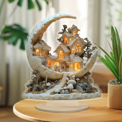 ELMAS Enchanting Moon Snow Acrylic House Sign Decor