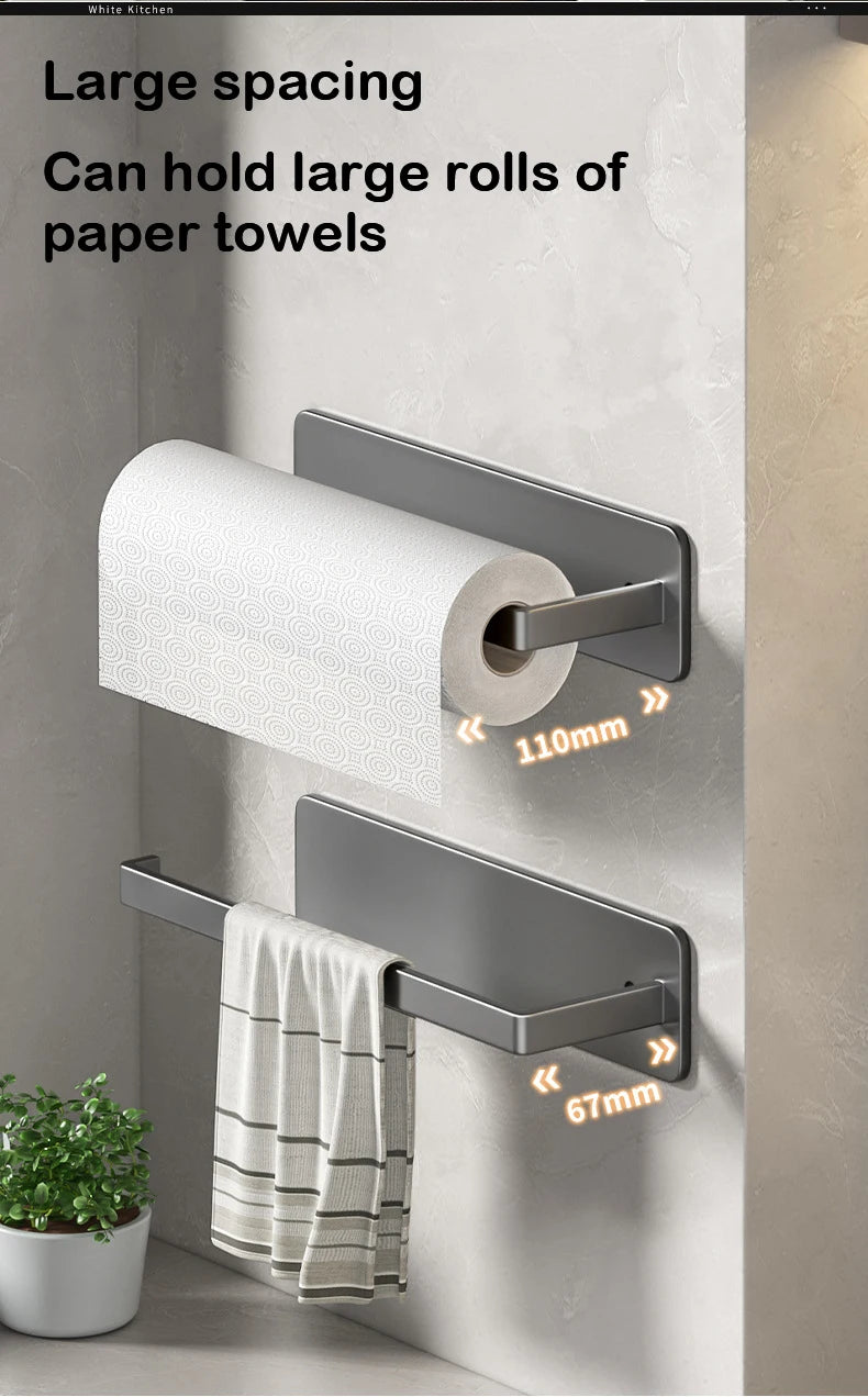 ELMAS Kitchen Paper Towel Holder Wall Mount Nail-Free Rack - Al Masam Stationery LLC