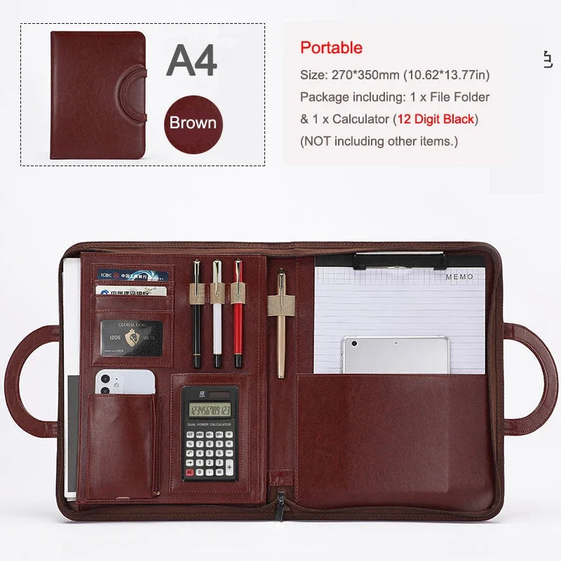 ELMAS Stylish A4 Leather Portfolio Organizer for Professionals - Al Masam Stationery LLC