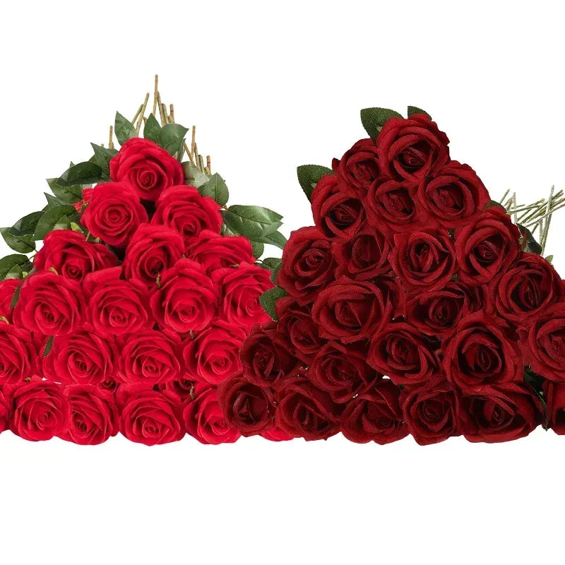 ELMAS 50 Pcs Velvet Rose Artificial Flowers for Decor - Al Masam Stationery LLC