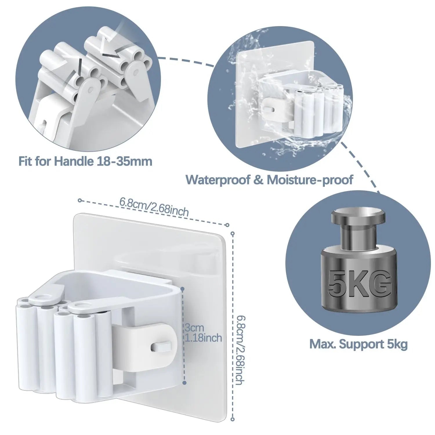 ELMAS Mop Hanger 4 Pack Broom Holder Wall Mount Storage - Al Masam Stationery LLC