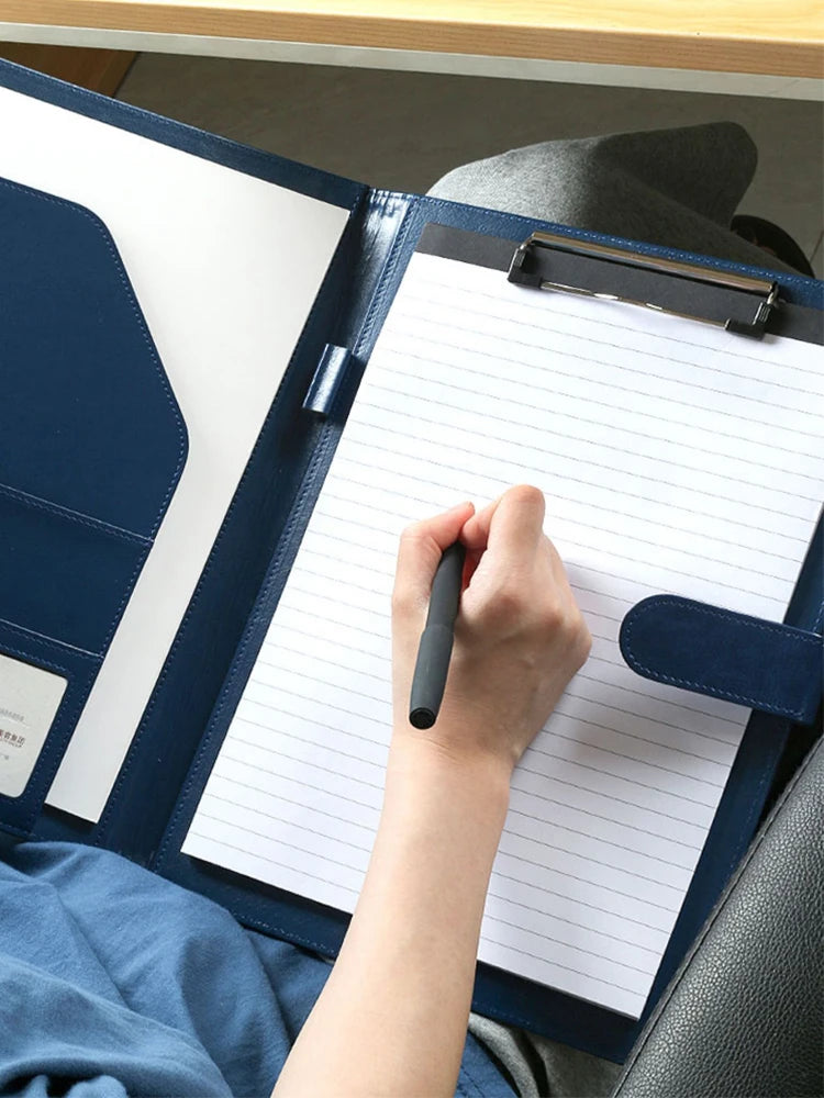 ELMAS Executive Black Leather Padfolio Organizer - Al Masam Stationery LLC