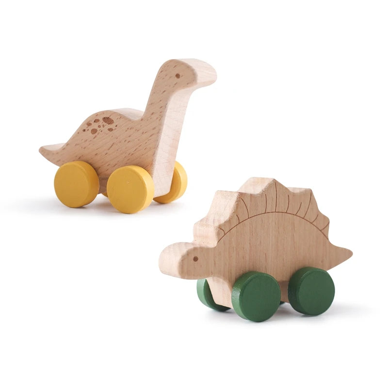 ELMAS: Baby Beech Wooden Block Dinosaur Trolley Toy - Al Masam Stationery LLC