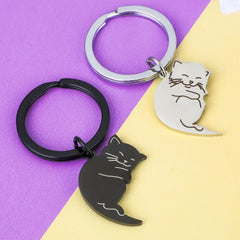 ELMAS Black Cat Couples Keychain - Love Puzzle Gift