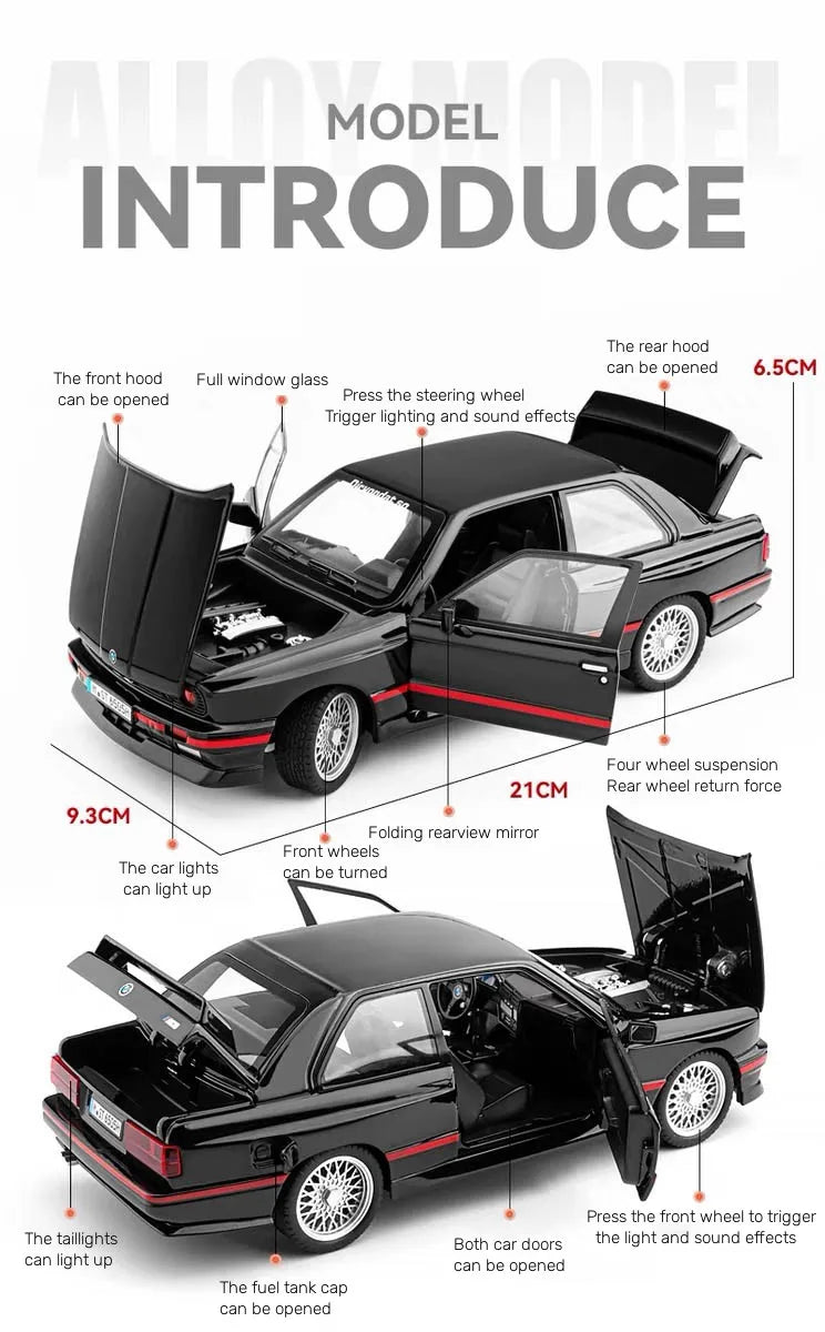 ELMAS 1:24 BMW M3 E30 IM Alloy Diecast Car Model Gift - Al Masam Stationery LLC