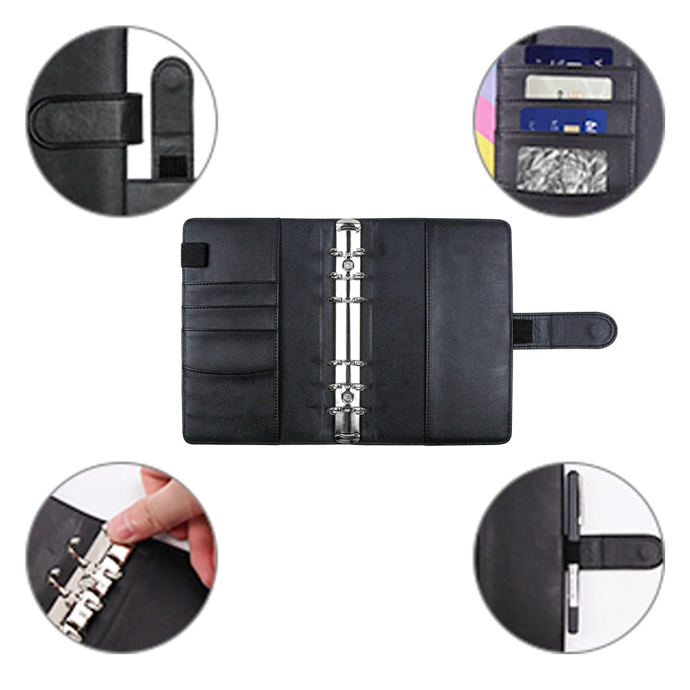 ELMAS 62pcs/set A6 Leather Ring Binder Notebook Organizer - Al Masam Stationery LLC