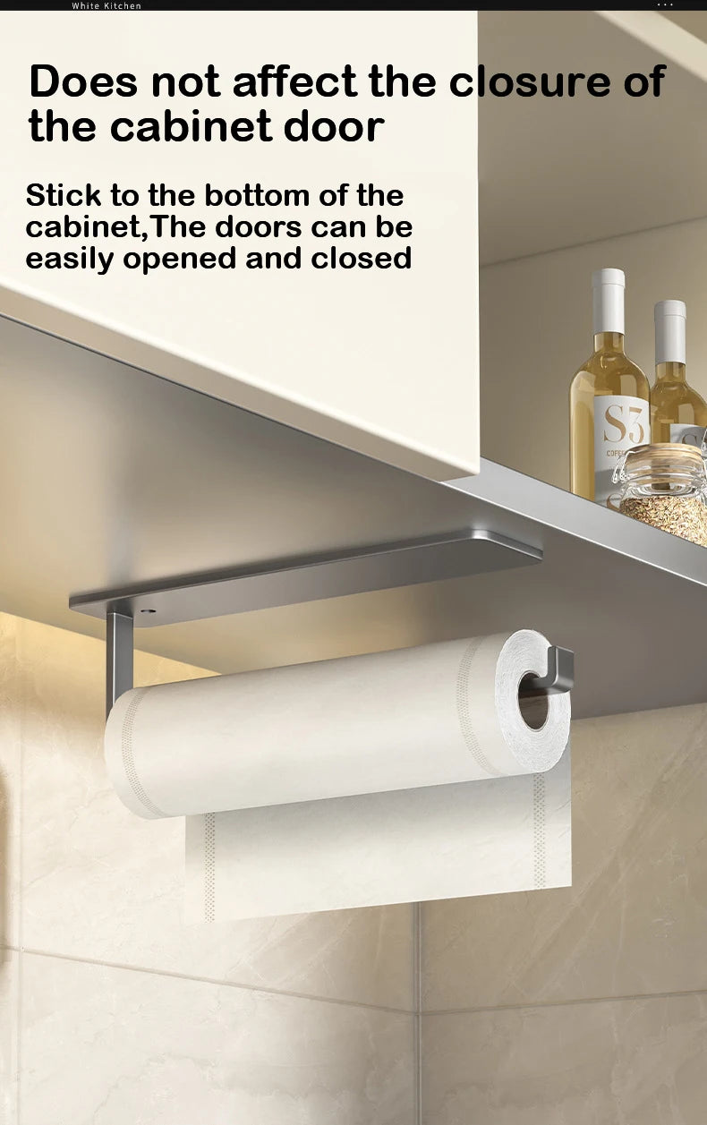 ELMAS Kitchen Paper Towel Holder Wall Mount Nail-Free Rack - Al Masam Stationery LLC