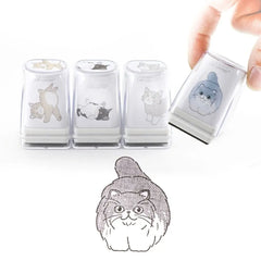 Animal Pattern Cat Decoration Stamp DIY Craft Junk Journal Pet Cat Stamp Kawaii Stationery Cat Figure Seal