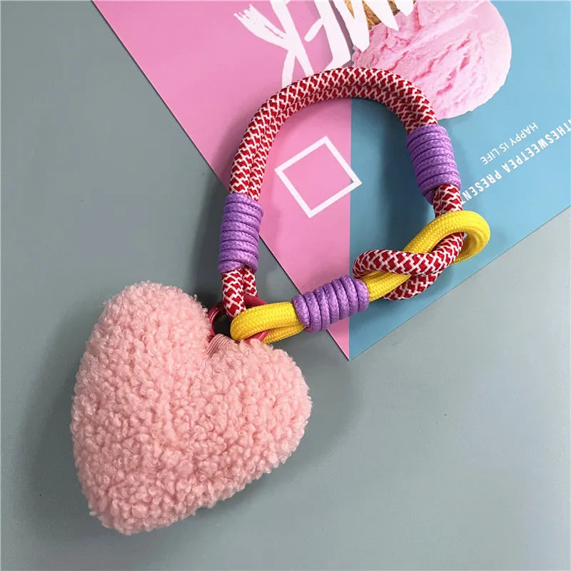 ELMAS Heart Plush Keychain with Colorful Lanyard - Al Masam Stationery LLC