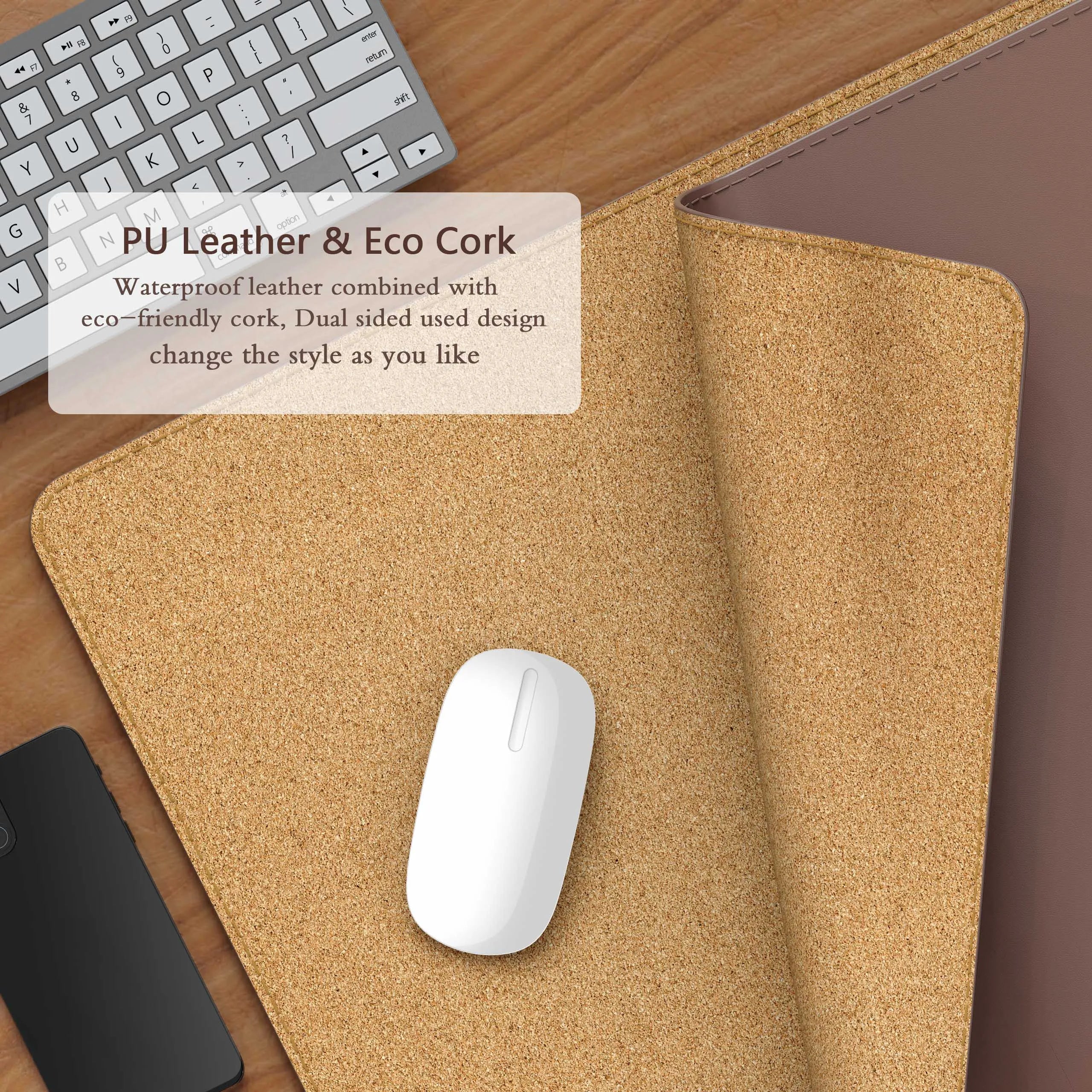 ELMAS Premium Dual-Sided Cork & Leather Mouse Pad - Al Masam Stationery LLC