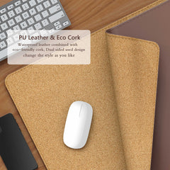 ELMAS Premium Dual-Sided Cork & Leather Mouse Pad