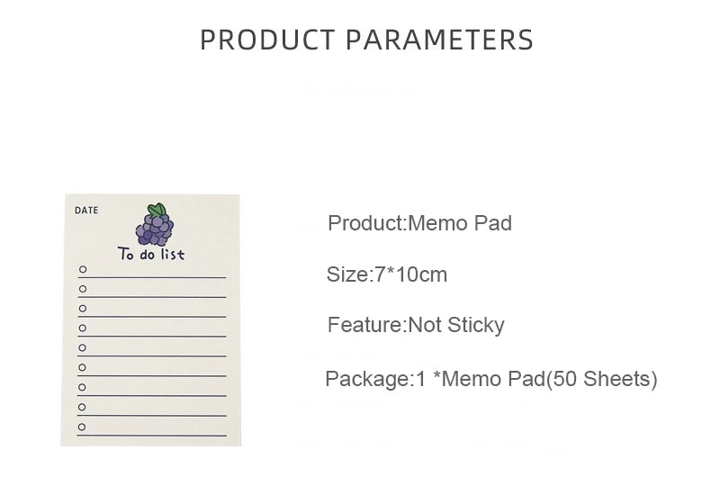 ELMAS Simple Memo Pad Tearable Kawaii Fruit Notes - Al Masam Stationery LLC