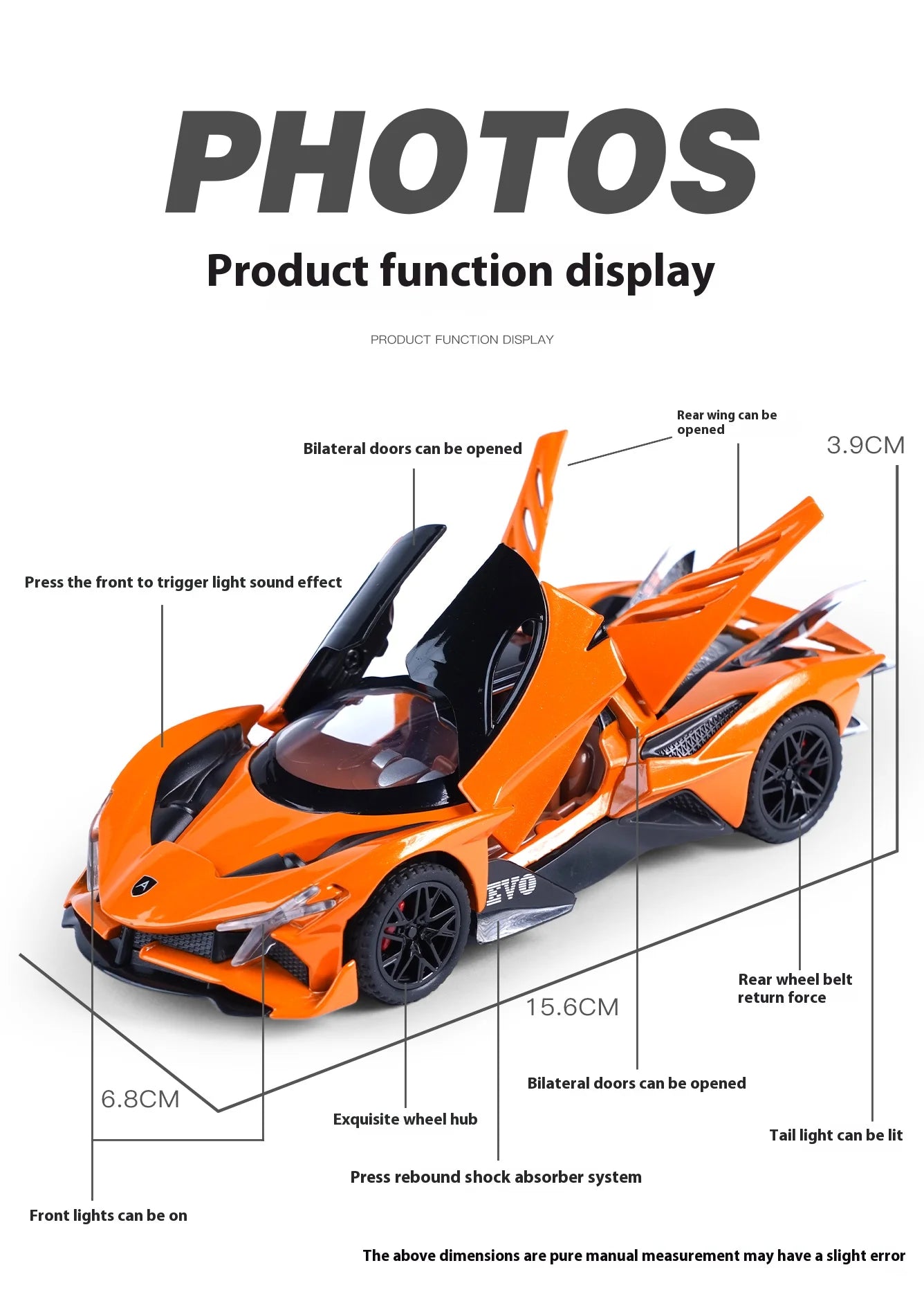 ELMAS 1:32 Scale Apollo EVO Alloy Toy Model with Lights - Al Masam Stationery LLC