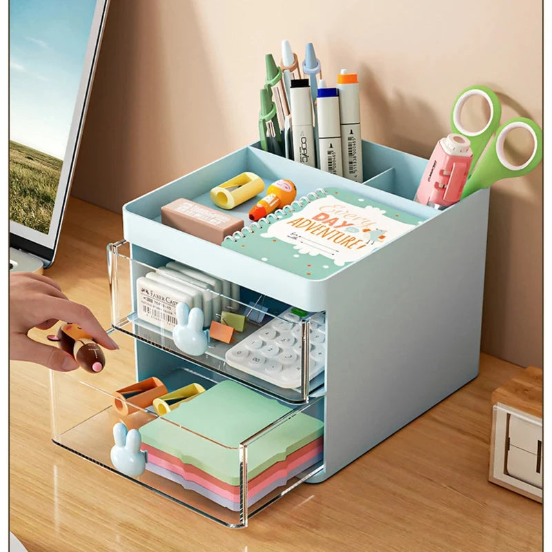 ELMAS Small Desktop Organizer with Drawer for Office & Makeup - Al Masam Stationery LLC