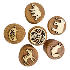 6 Pieces Wooden Stamps Pottery Tools DIY Craft for Art Educational Toys Decorations Educational Toys Animal Stamps