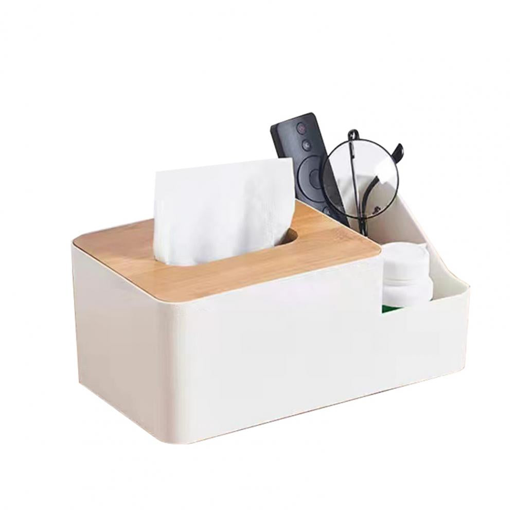 ELMAS Modern Tissue Box with Wooden Lid for Home & Car - Al Masam Stationery LLC