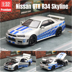 ELMAS 1/32 Nissan Skyline GTR R34 JDM Diecast Toy Car - Al Masam Stationery LLC