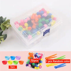 ELMAS Rainbow Counting Pompoms Sorting Cup Toys