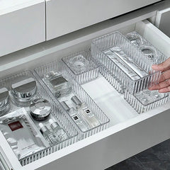 ELMAS 4/7PCS Acrylic Desk Drawer Organizers Set Clear - Al Masam Stationery LLC